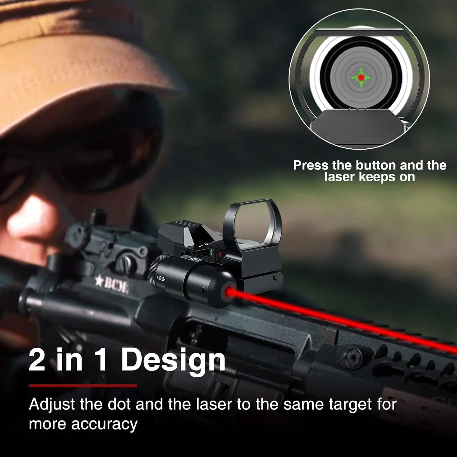 1X22X33 Reflex Sight Red Dot Sight Red Green 4 Reticle Optics with laser