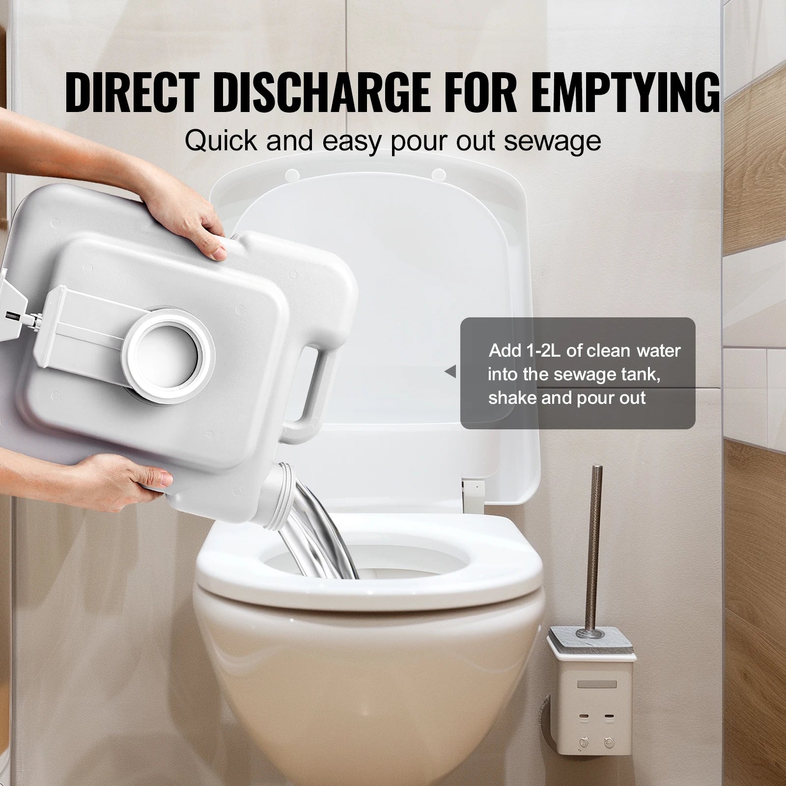 Portable Toilet for Camping Push-Button Pressurized Flush