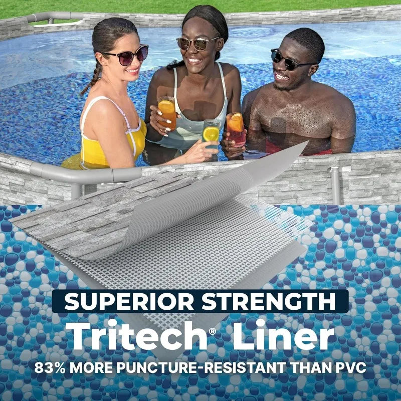 Bestway Power Steel Swim Vista 14’ x 8'2" x 39.5” Above Ground Pool,