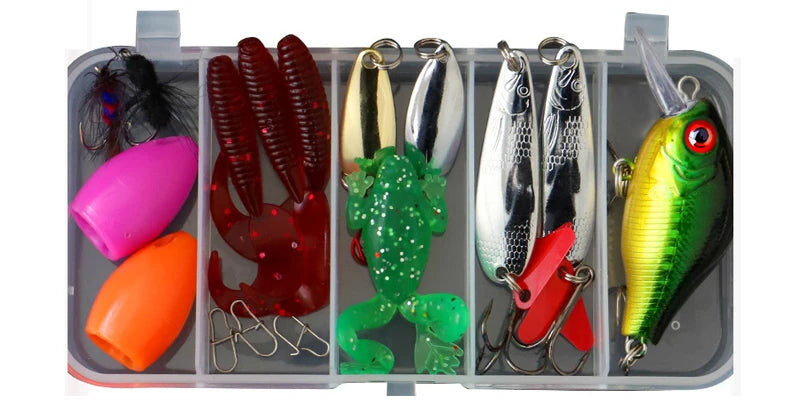 Kit Fishing Lures Set Hard Artificial Wobblers Metal Jig Spoons Soft Lure Fishing