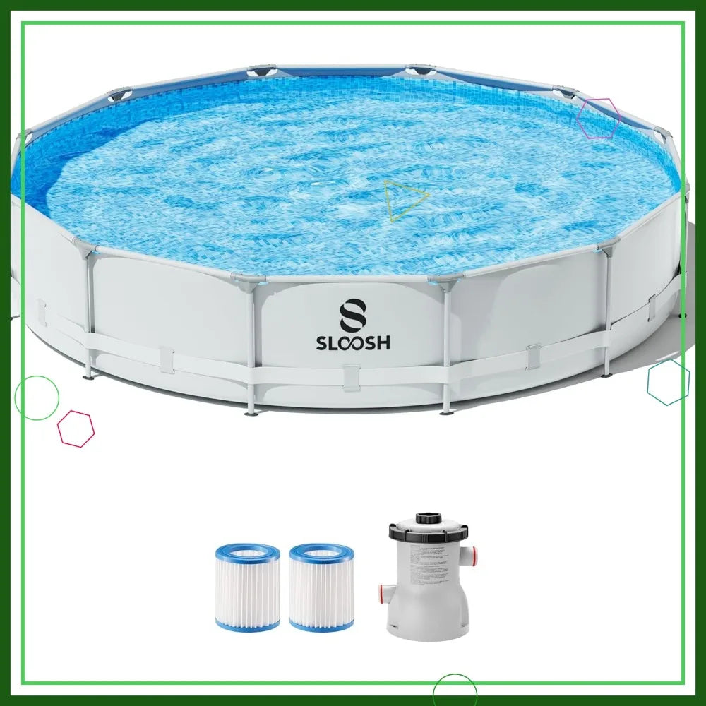 12ft x 30inch Outdoor Round Frame Above Ground Pool Set with Filter Pump