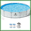 12ft x 30inch Outdoor Round Frame Above Ground Pool Set with Filter Pump