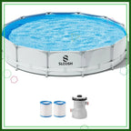 12ft x 30inch Outdoor Round Frame Above Ground Pool Set with Filter Pump