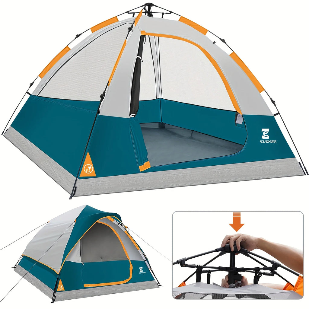 Pop Up Camping Tent - 4 Person Instant Easy Set Up Tent with Removable Rain Fly,
