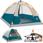 Pop Up Camping Tent - 4 Person Instant Easy Set Up Tent with Removable Rain Fly,