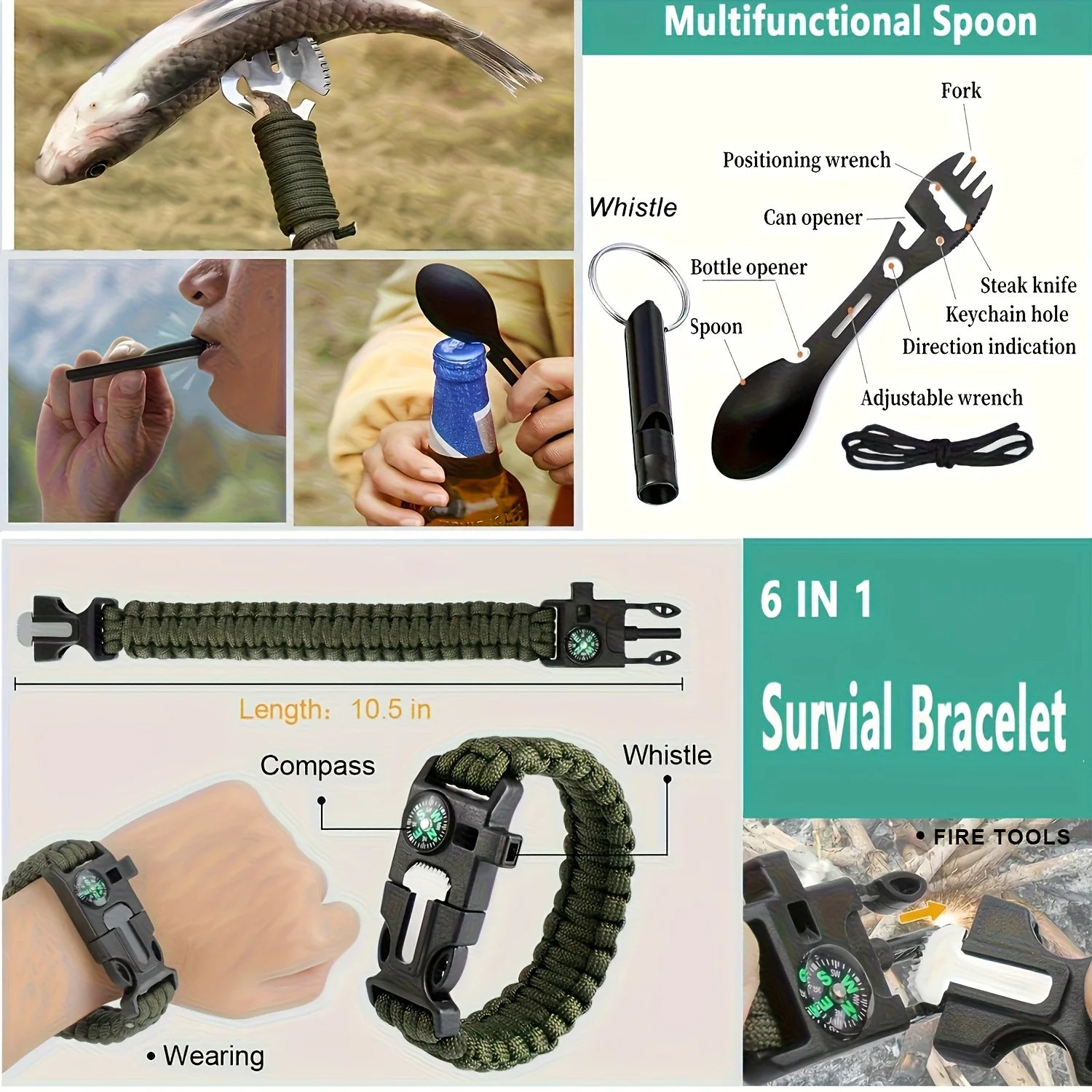 Ultimate Survival Gear Kit, 20-in-1 Emergency Survival gear for camping