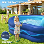 Inflatable Pool with Seats and HeadrestOversized Pool for Adults and kids