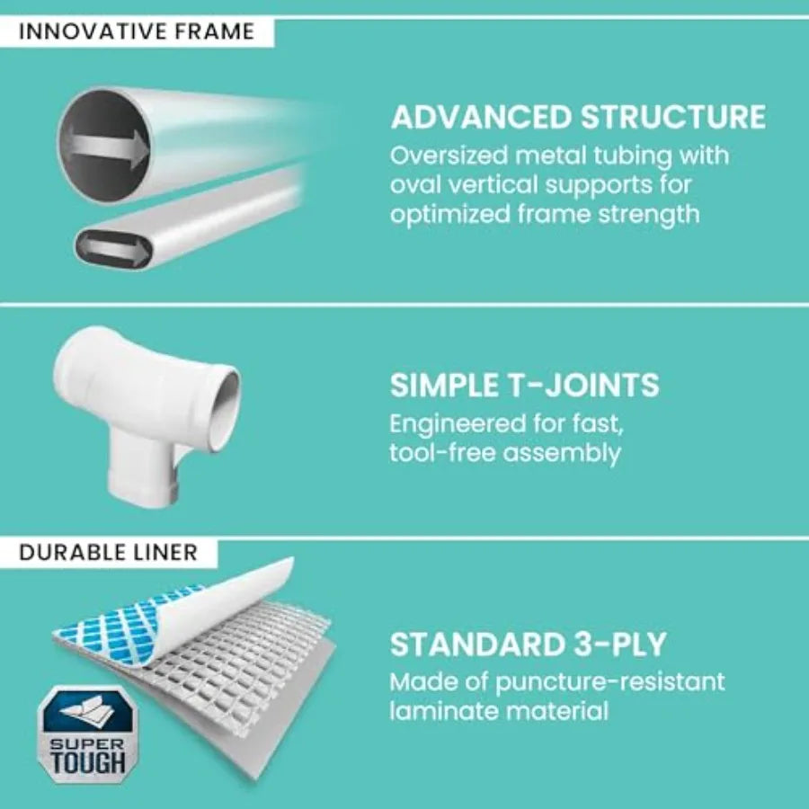 16ft x 8ft x 42in Rectangular Above Ground Swimming Pool Set with Prism Frame and 1000 GPH Cartridge Filter Pump - Premium Stee