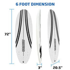 FLOWBOARD Softboard Foam Surfboard with 3 Fins 6' Foot Leash