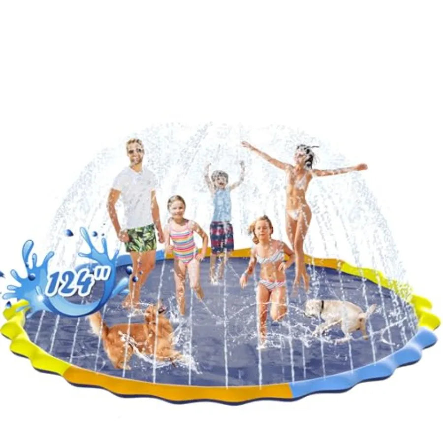 Splash Pad for and kids Dogs 124in Non-Slip Sprinkler Mat