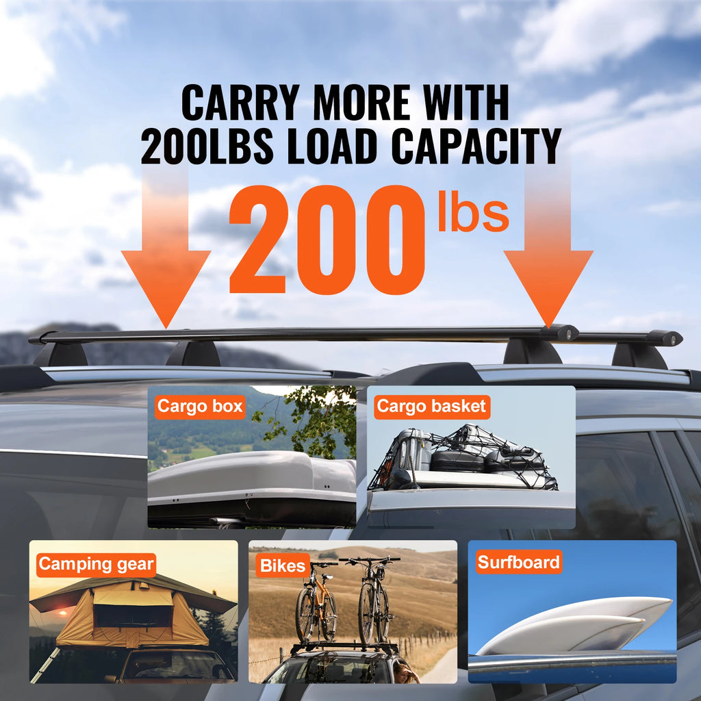 Roof Rack Cross Bars with Grooved Side Rails 200lbs Crossbars with locks