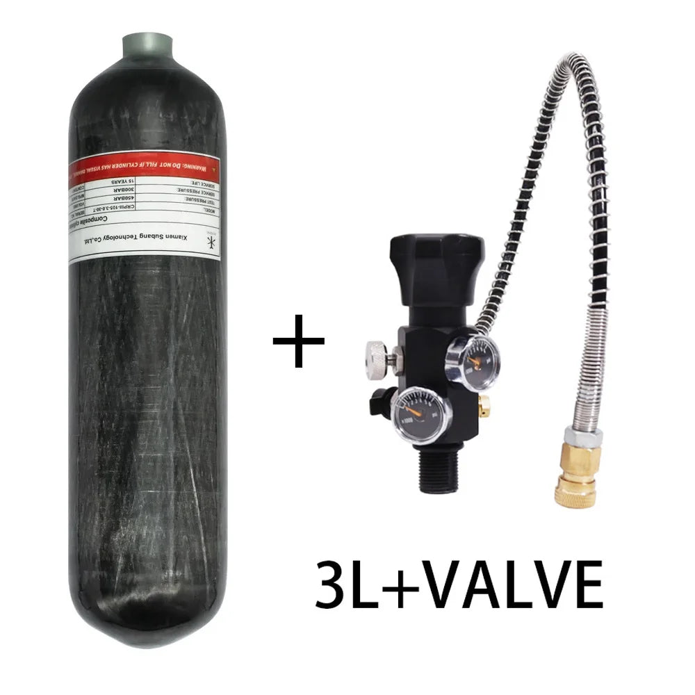 TUXING 300Bar 3L Carbon Fiber Cylinder with 6000PSI Dual Gauge Inflation Valve