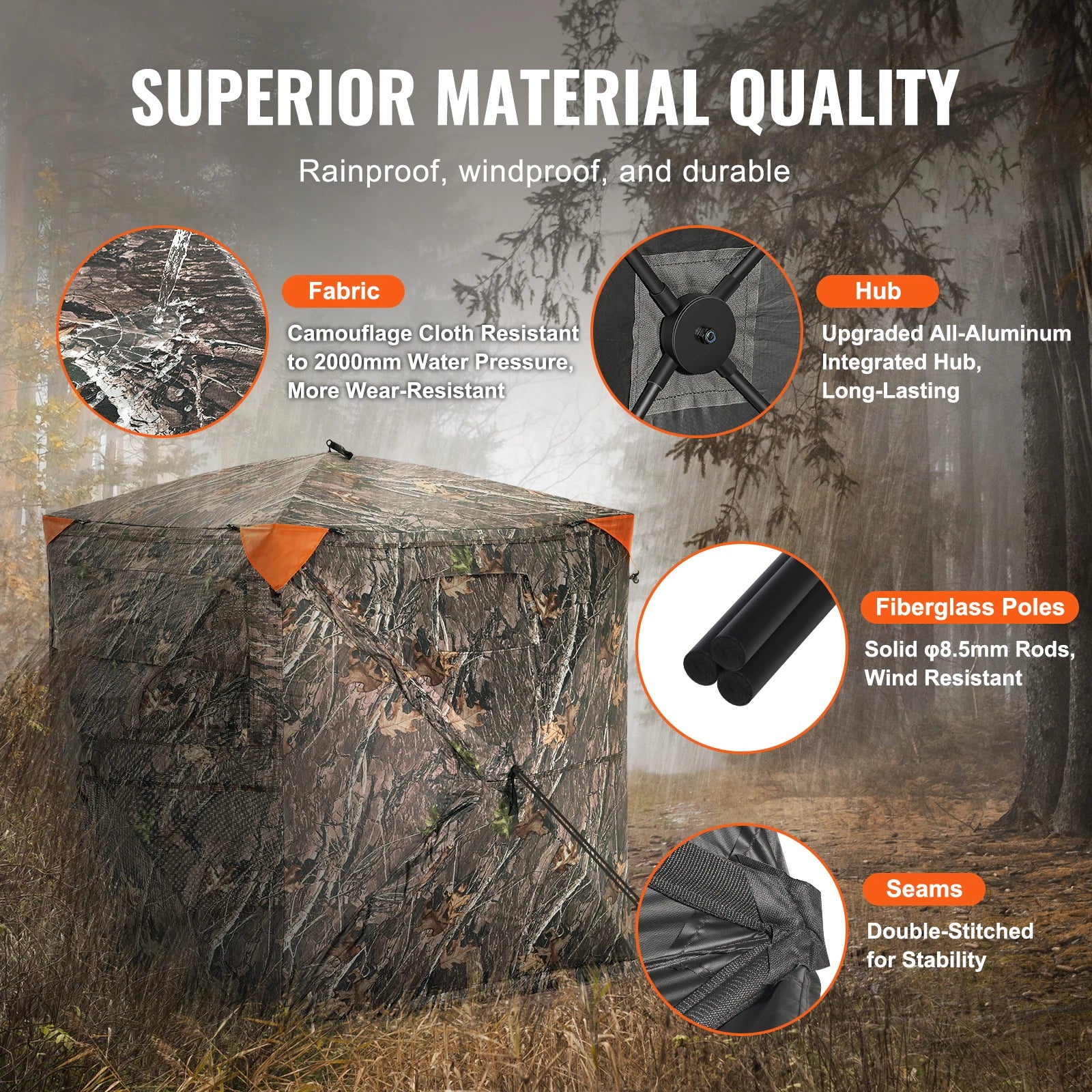 Hunting Blind  270° See Through Ground Blind 1-2 Person for Hunting