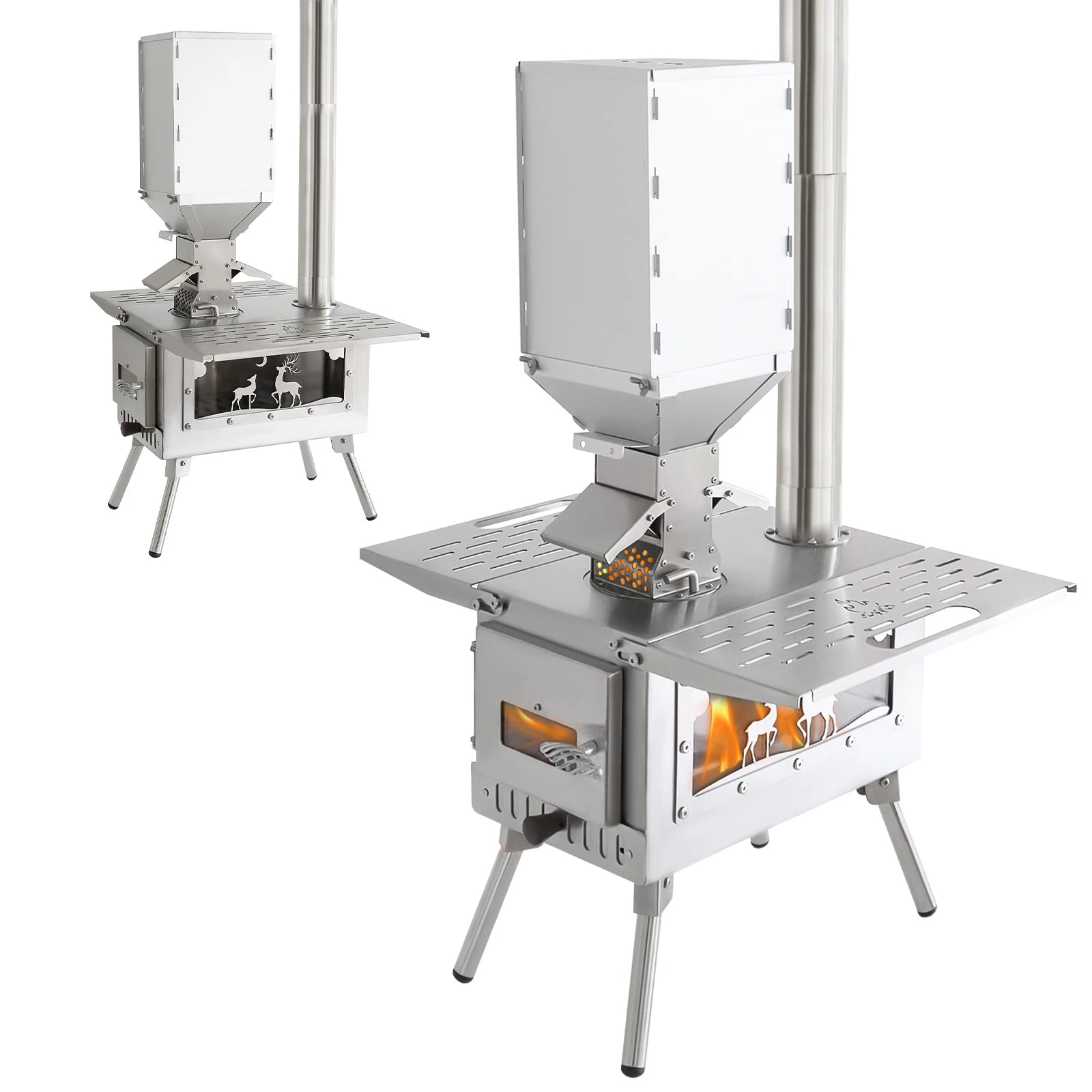 Portable Wood Burning Stove with Stainless Steel Construction