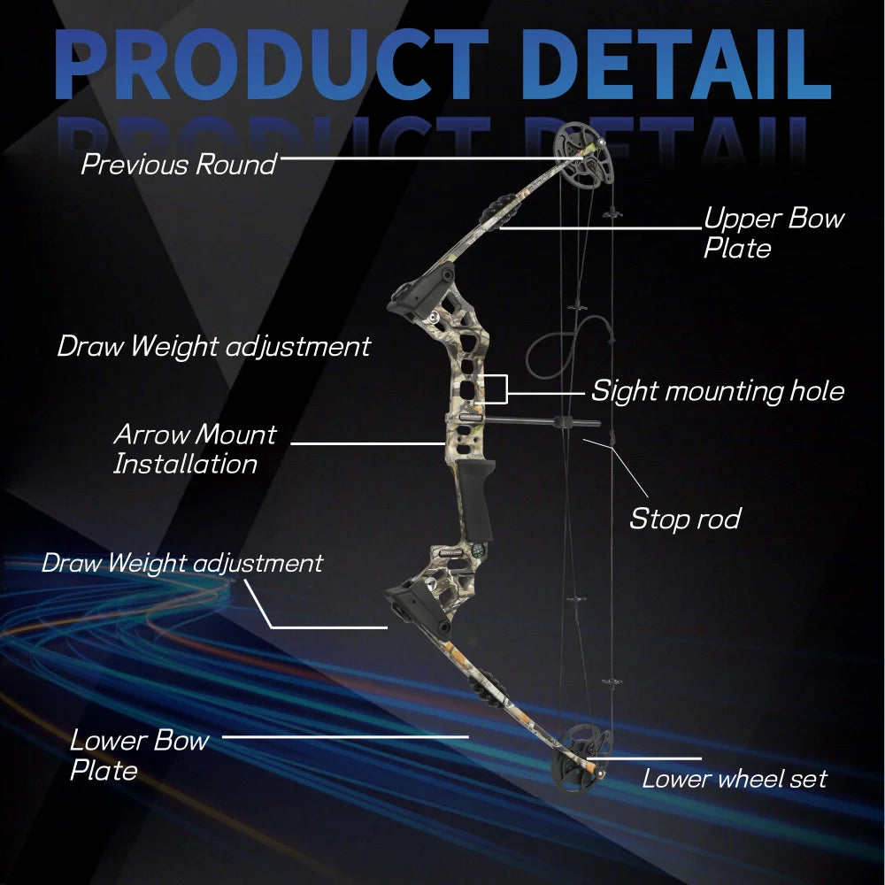 Archery Compound Bow and Arrow Adjustable 20-70lbs