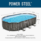 Power Steel 20’ x 12’ x 48” Above Ground Pool, Oval Metal FrameSwimming Pool Set with Filter Pump, Ladder