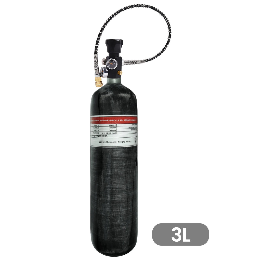 TUXING 300Bar 3L Carbon Fiber Cylinder with 6000PSI Dual Gauge Inflation Valve