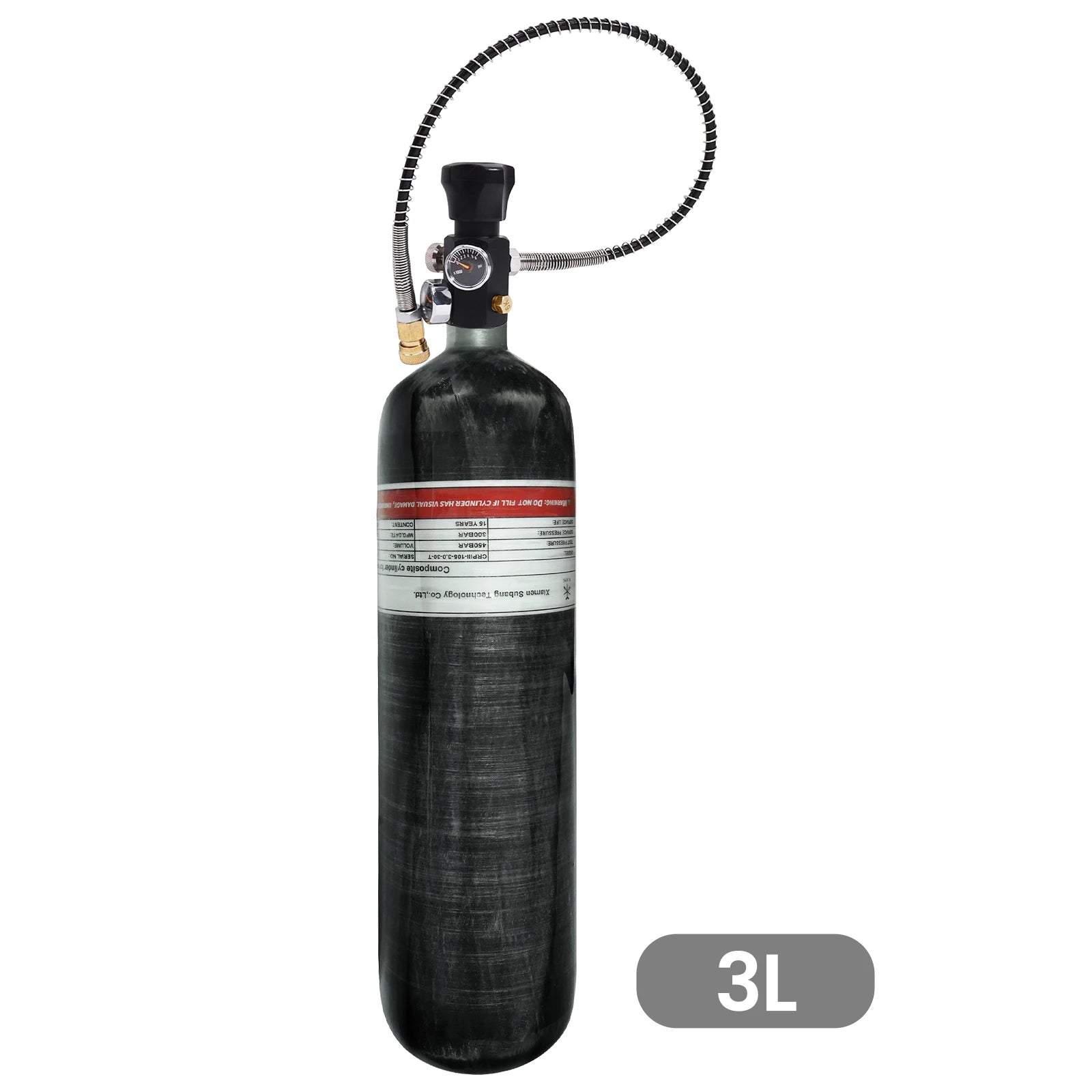 TUXING 300Bar 3L Carbon Fiber Cylinder with 6000PSI Dual Gauge Inflation Valve