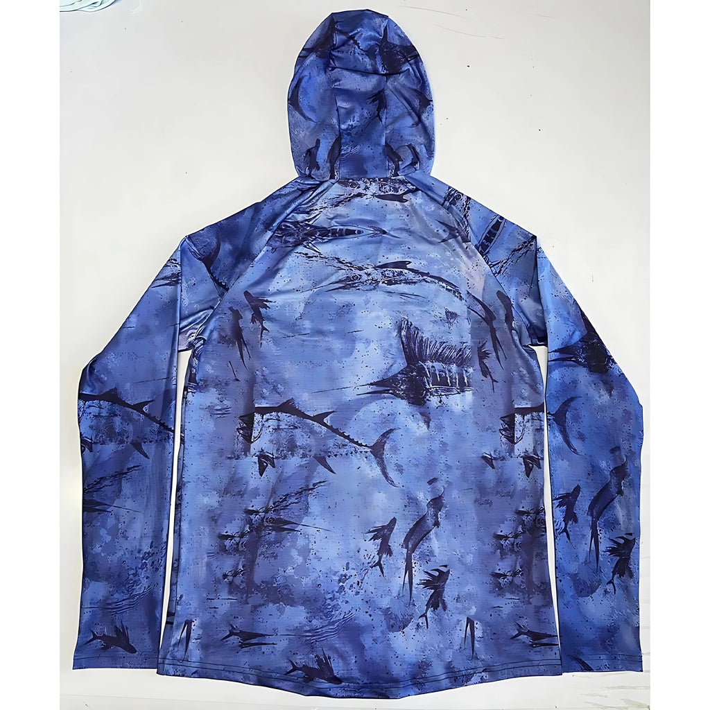 Long-sleeved T-shirt for Men - Sunscreen Hooded Jacket - Protective Face Mask - One-piece Long-sleeved Jacket