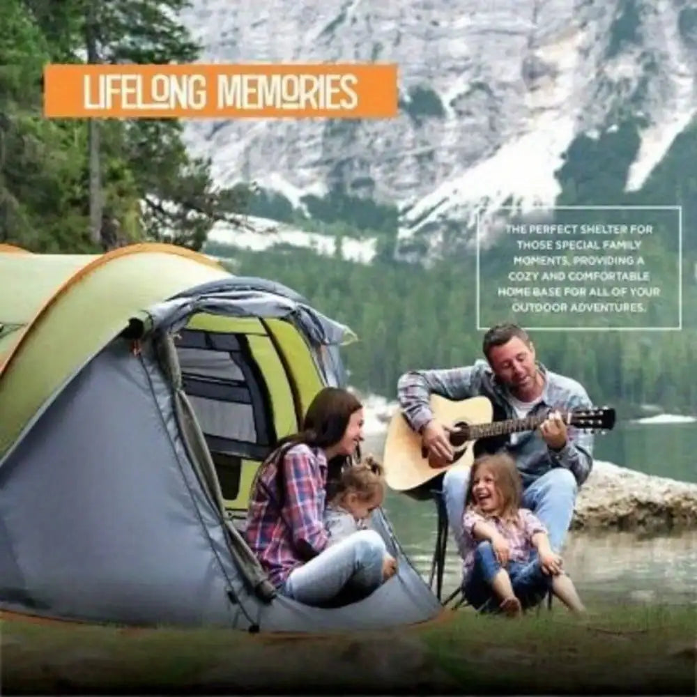 Camping Tent - 4-Person Easy Pop Up Tent with 2 Doors -