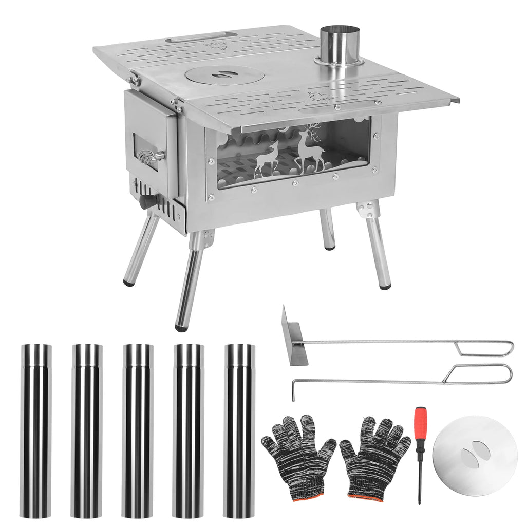Portable Wood Burning Stove with Stainless Steel Construction