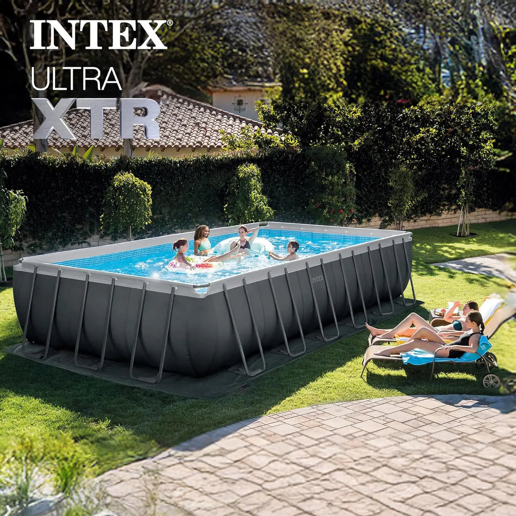 Ultra XTR 24 ft x 12 ft 52 in Above Ground Pool Set, Rectangular Swimming Pool with Sand Pump, Saltwater System, Maintenance Kit