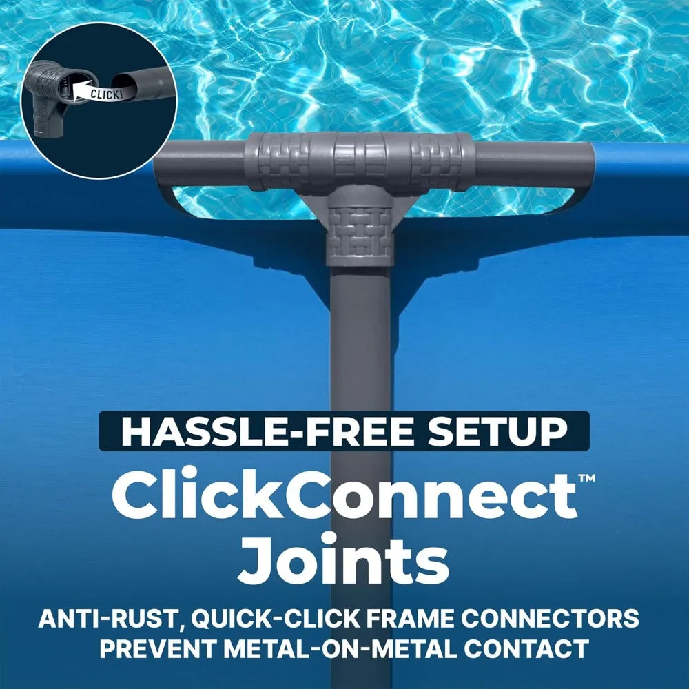 15’ x 48" Above Ground Pool, Round Metal Frame Swimming Pool for Backyard, Blue, Pool ONLY,