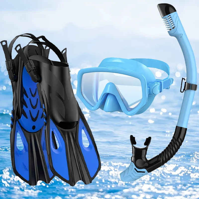 Mask Fin Snorkel Set Snorkel Gear for Adult Panoram Mask Adjustable Dive Flipper  Snorkel