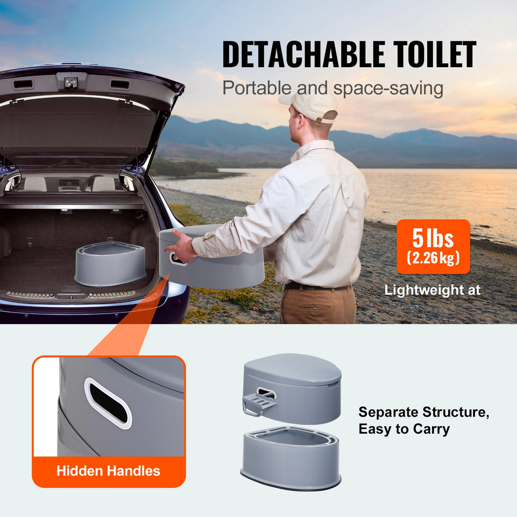 Portable Toilet for Camping Porta Potty with 1.3G Detachable Inner Bucket