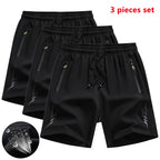 3 Pieces New Running Shorts Men Gym Sports  Quick Dry Workout Training Fitness Jogging Shorts
