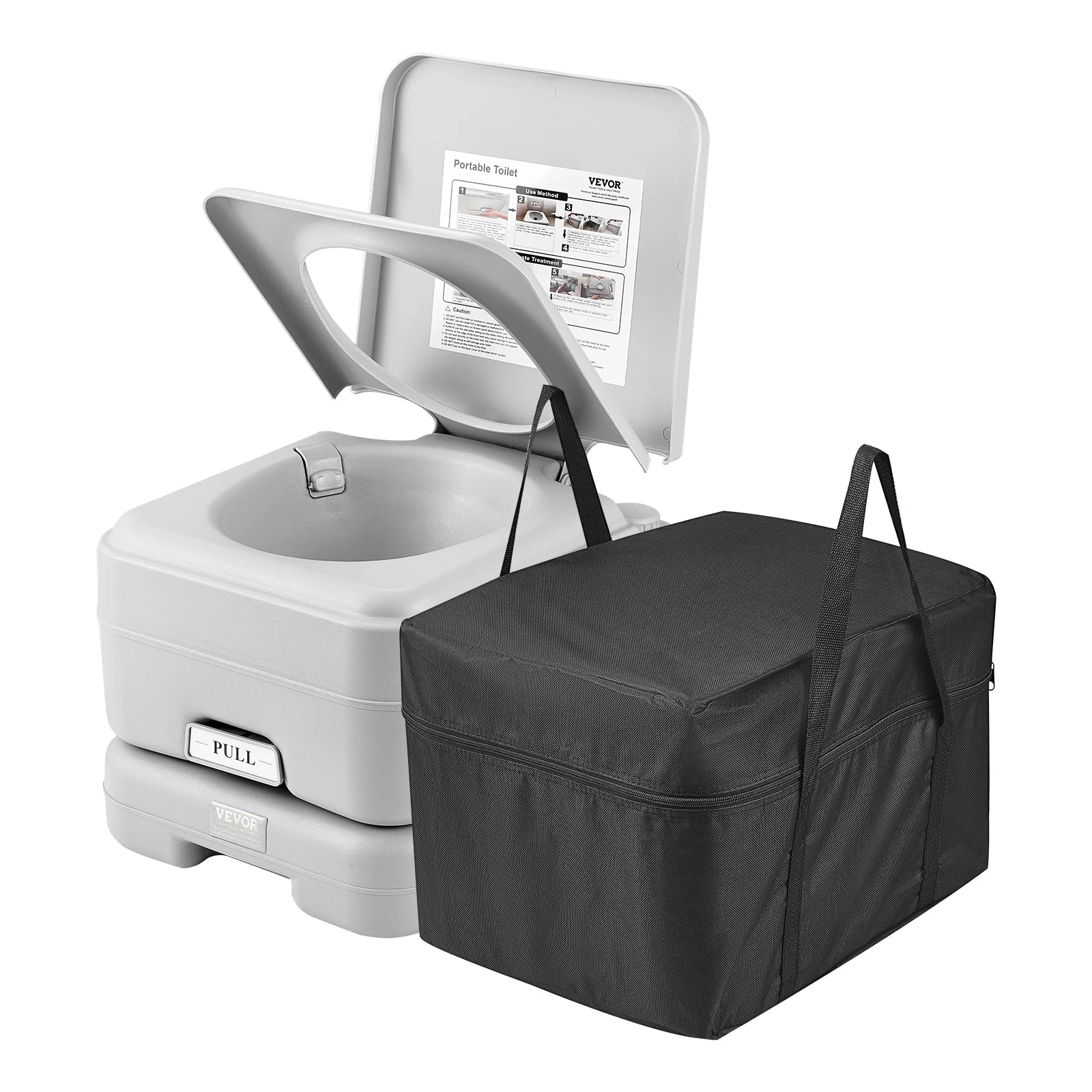 Portable Toilet for Camping Push-Button Pressurized Flush