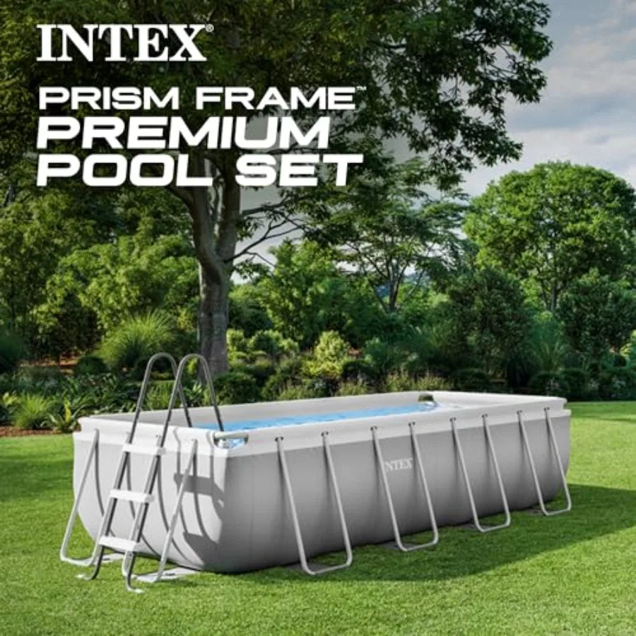 16ft x 8ft x 42in Rectangular Above Ground Swimming Pool Set with Prism Frame and 1000 GPH Cartridge Filter Pump - Premium Stee