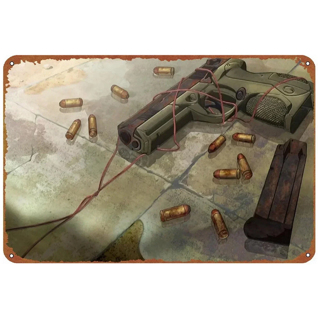 2D Metal Decor Exquisitely Designed Pisto Embodying Military Sophistication, T