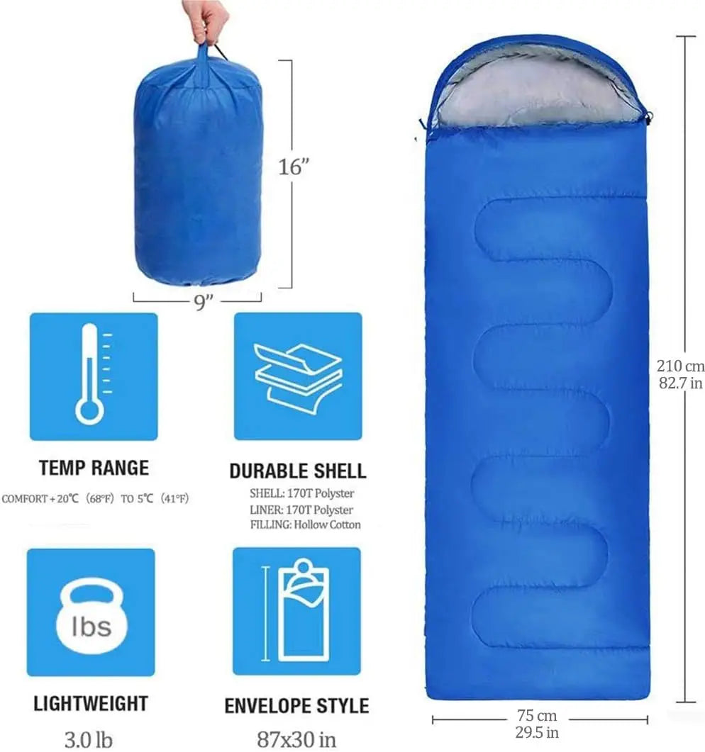 Camping Sleeping Bag Envelope Cap Spring Summer Autumn Outdoor  5-20 Degree