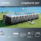 Ultra XTR 24 ft x 12 ft 52 in Above Ground Pool Set, Rectangular Swimming Pool with Sand Pump, Saltwater System, Maintenance Kit