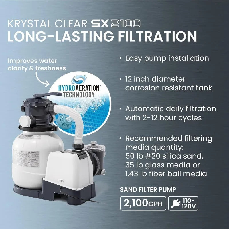 18ft x 52in Above Ground Swimming Pool Set with Sand Filter Pump and Deluxe Vacuum Cleaner