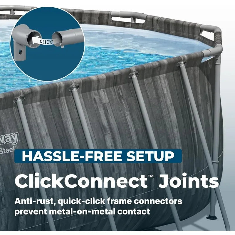 Power Steel 20’ x 12’ x 48” Above Ground Pool, Oval Metal FrameSwimming Pool Set with Filter Pump, Ladder