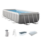 16ft x 8ft x 42in Rectangular Above Ground Swimming Pool Set with Prism Frame and 1000 GPH Cartridge Filter Pump - Premium Stee