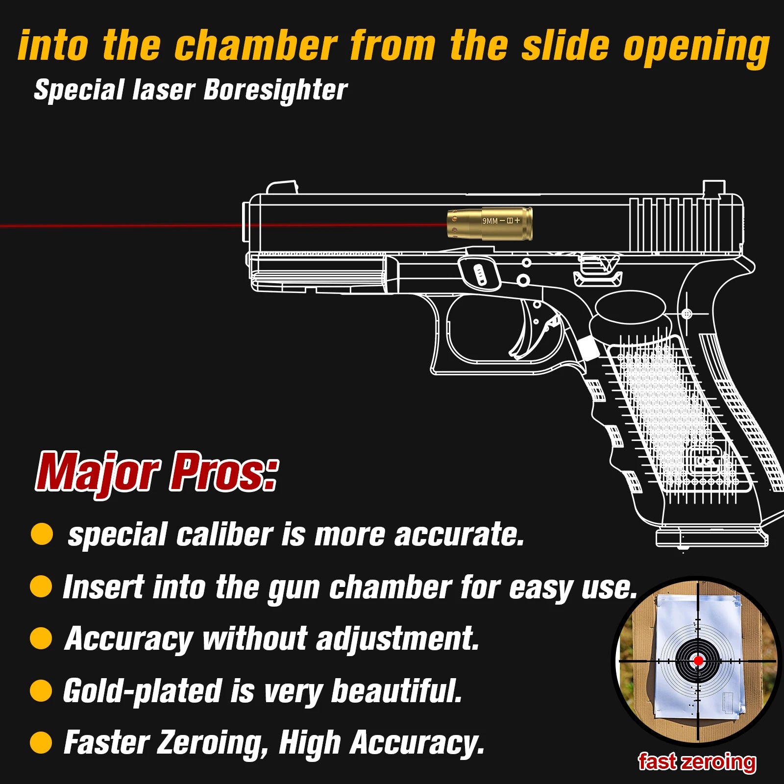 Quick Zeroing & High Accuracy Laser Sight for 9MM –