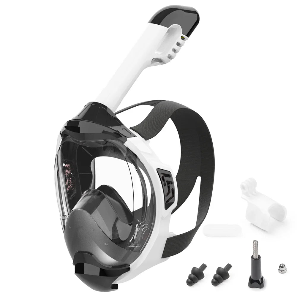 Full Face Snorkel Mask with Latest Dry Top Breathing System Detachable Camera Mount