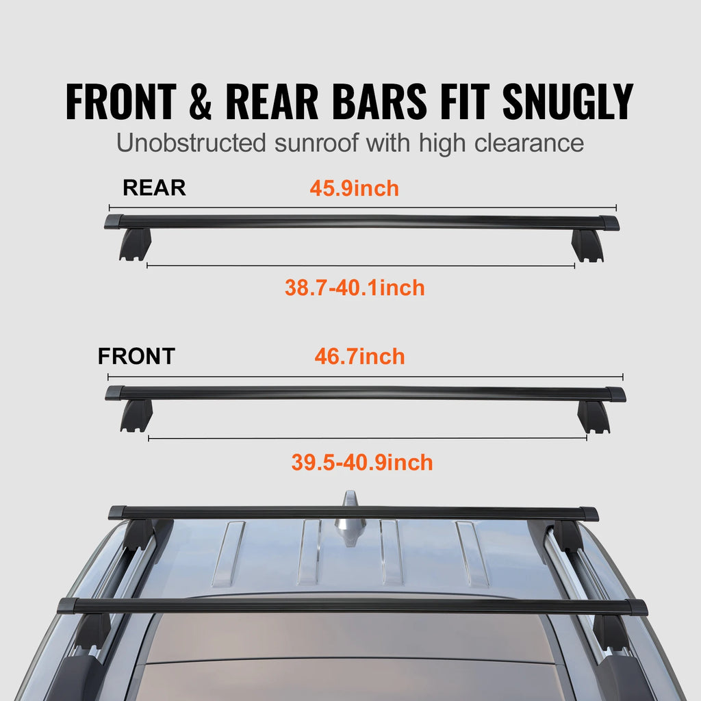 Roof Rack Cross Bars with Grooved Side Rails 200lbs Crossbars with locks