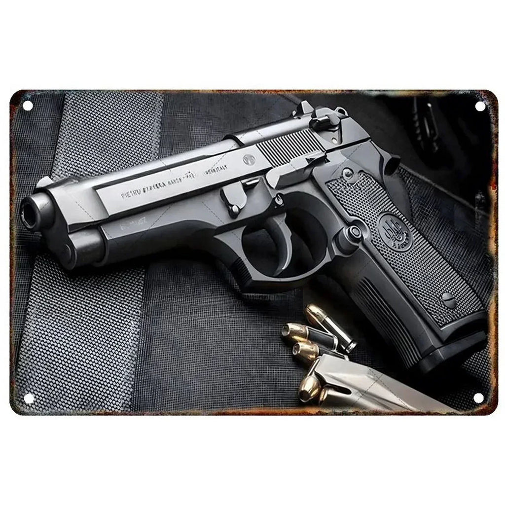2D Metal Decor Exquisitely Designed Pisto Embodying Military Sophistication, T