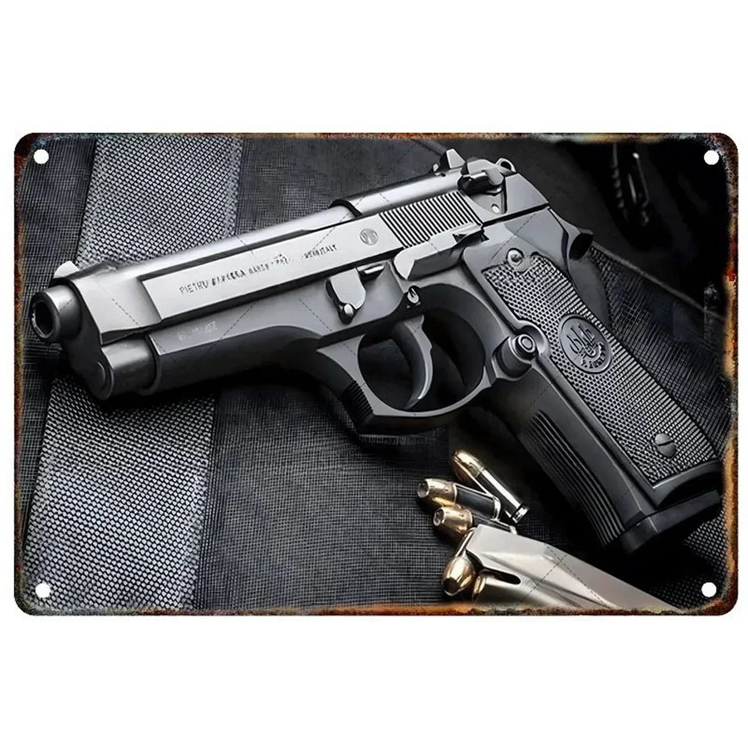 2D Metal Decor Exquisitely Designed Pisto Embodying Military Sophistication, T