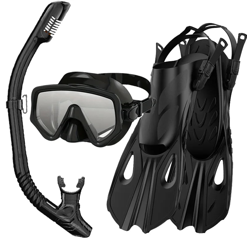 Mask Fin Snorkel Set Snorkel Gear for Adult Panoram Mask Adjustable Dive Flipper  Snorkel
