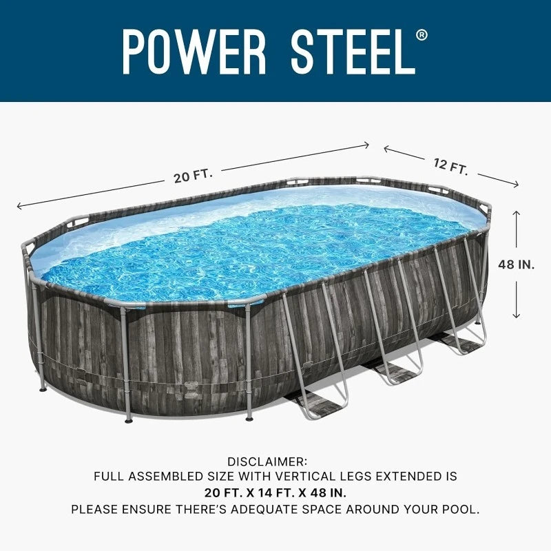 20’ x 12’ x 48” Above Ground Pool, Oval Metal Frame Outdoor Swimming Pool Set with Filter Pump, Ladder, and Cover