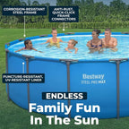 15’ x 48" Above Ground Pool, Round Metal Frame Swimming Pool for Backyard, Blue, Pool ONLY,