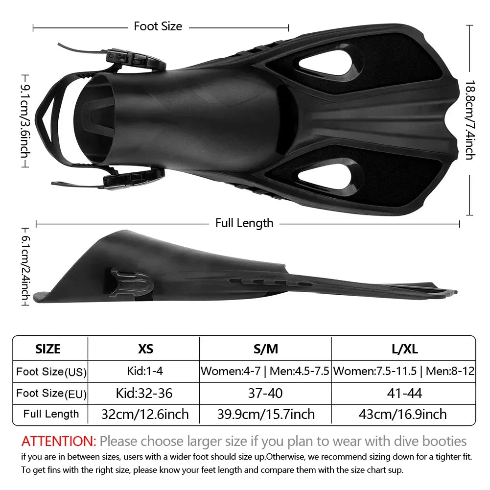Cool Silicone Short Fins - Professional Scuba Diving & Snorkeling Fins for Adults, I