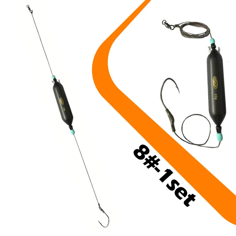 Catfish Fishing Rig - Wood Float & PE Line Single Hook Kit for Carp | Multiple Sizes