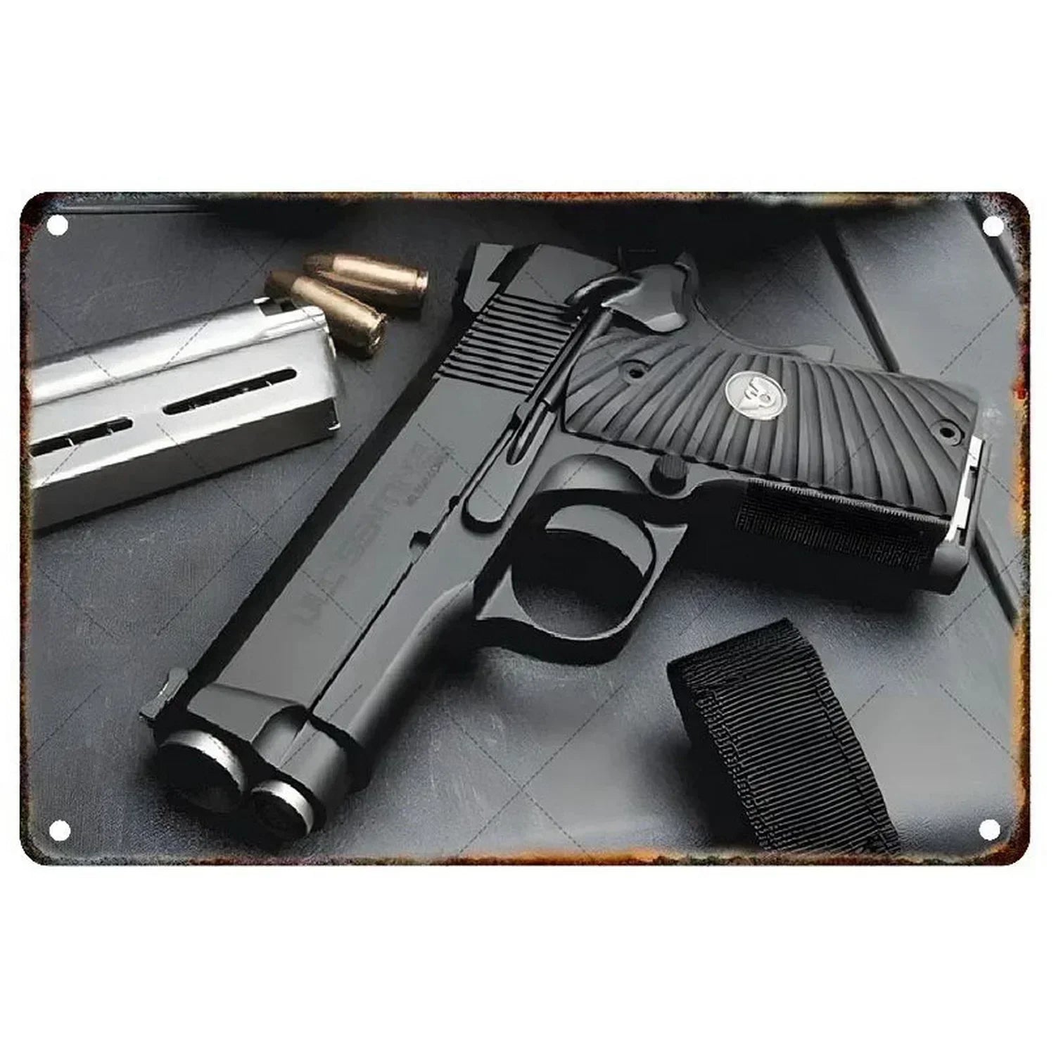 2D Metal Decor Exquisitely Designed Pisto Embodying Military Sophistication, T