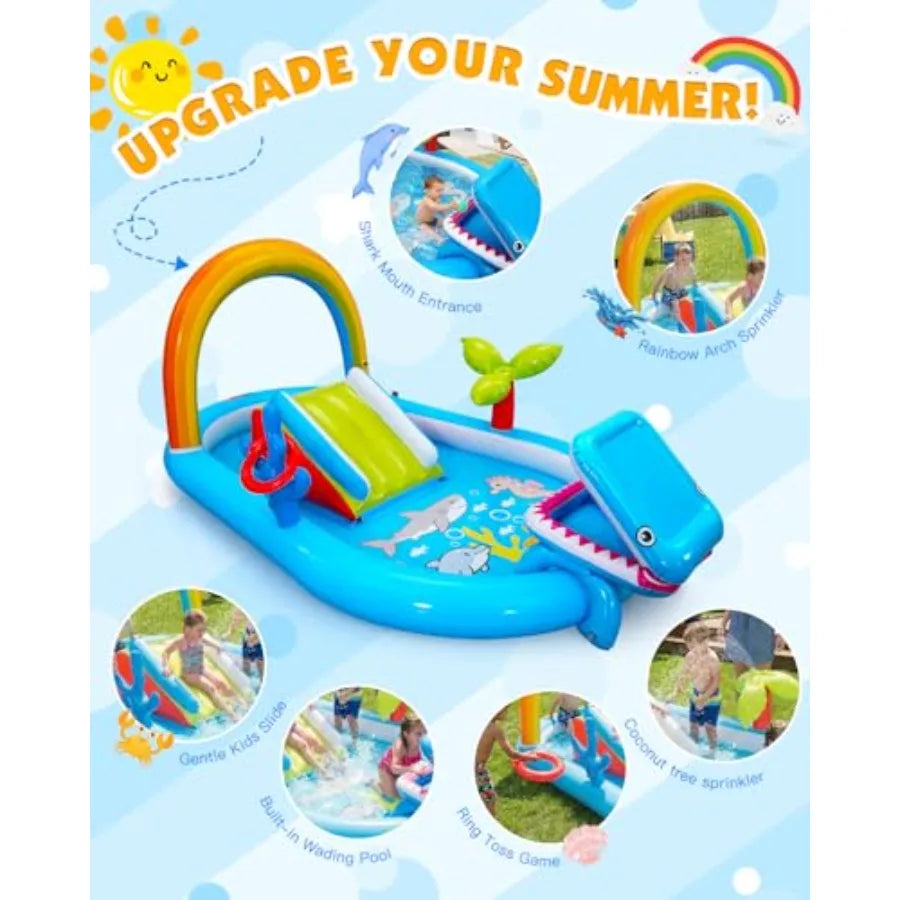 Inflatable Play Center Outdoor/Indoor 98 × 64 × 39 in Kid Pool Slide
